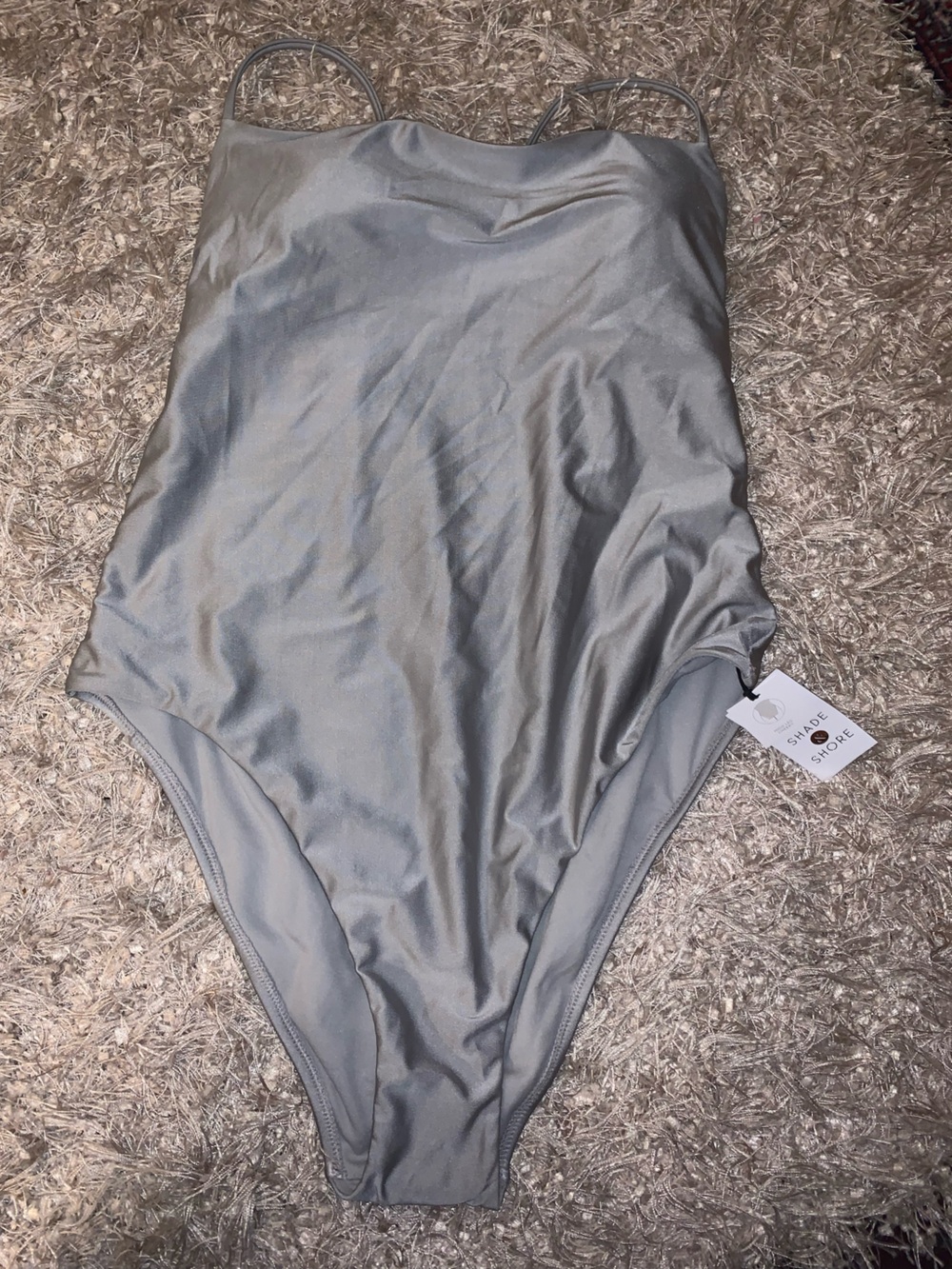 3 for $30 ⚡️ shade & shore Silver OnePiece square neck Swimsuit w removable pads